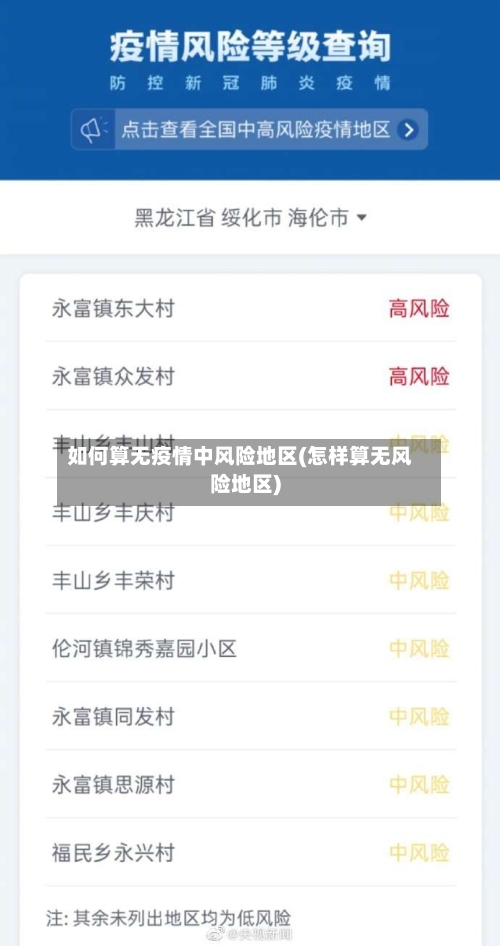如何算无疫情中风险地区(怎样算无风险地区)